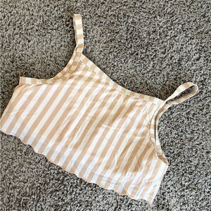 BRAND NEW Hollister Striped Beige and White Bikini Top